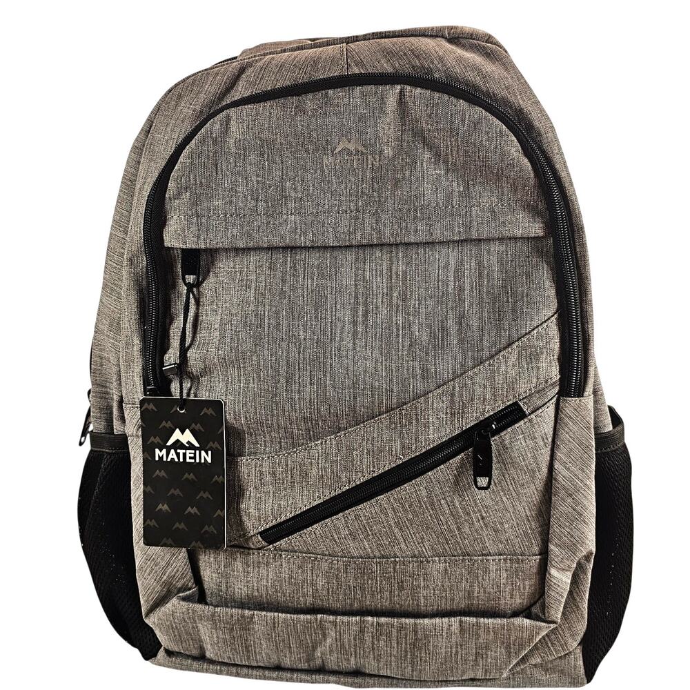 MATEIN Gray Laptop Backpack USB Charging Port Travel School Work Bag 19x 13x 6"